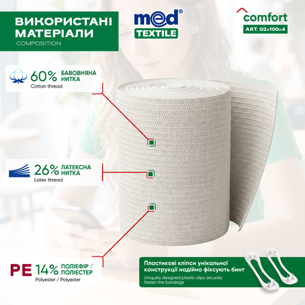 Elastic Bandage with Medium Tensility, 4 m x 10 cm